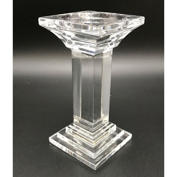 Waterford 👀 7.5" Tall Square Crystal Metropolitan Pillar Candle Holder ~ used ~